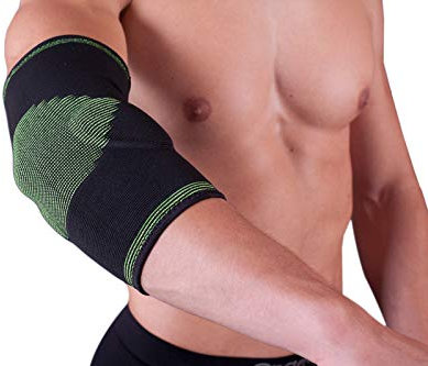 Hochwertige Ellbogenbandage mit 2 seitlichen Gelkissen, Ellenbogenstütze (XXXL)