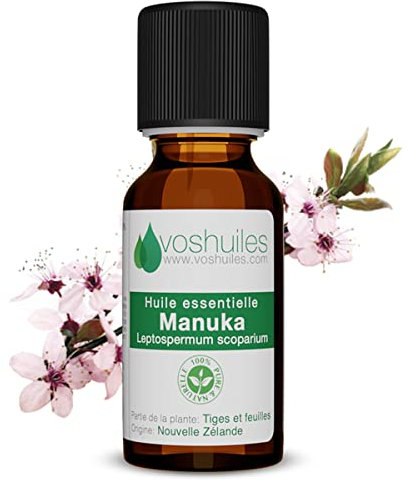 Voshuiles - Huile Essentielle Manuka - 10ml - 100% Pure et Naturelle - HEBBD - Utilisation en Massage dans Huile Végétale - Parfum Très Aromatique - Traçabilité et Qualité - Entreprise Française