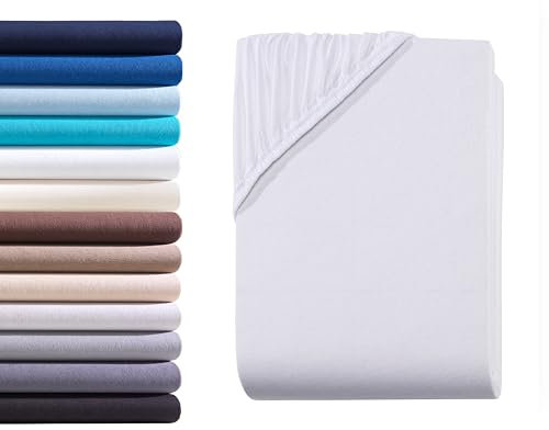 Hometex Premium Textiles Exclusive Spannbettlaken Spannbetttuch bis 25 cm Steghöhe | Bettlaken 100% Baumwolle | Extra starker Stoff 160 g/m² | Oeko-TEX® Made IN Green | 120-130x200 cm | Weiß