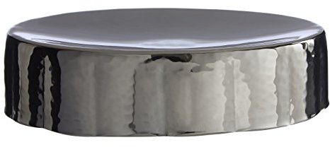 Premier Housewares Hammered Effect Black Nickel Finish Soap Dish, Silver, 4 x 13 x 13 cm