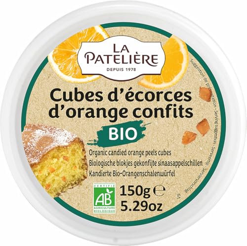 LA PATELIERE Cubes d'Ecorces d'Oranges Confits Bio 150 g (Lot de 3)