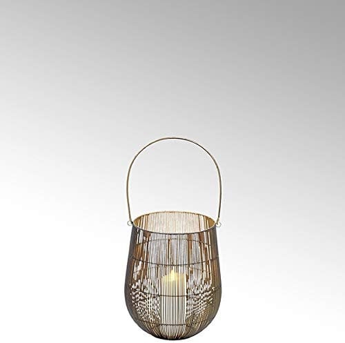Lambert - Laterne, Kerzenhalter, Windlicht - Osaka -mit Griff - Schwarz/Gold - klein - Höhe 36 cm