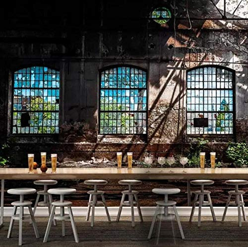 3D Tapete Fototapete Benutzerdefinierte 3D Fototapete Retro Industrie Wind Verfallenen Fenster Große Kunst Wandmalerei Bar Restaurant Papier Peint Wandbild 3D @ 300 * 210 Cm