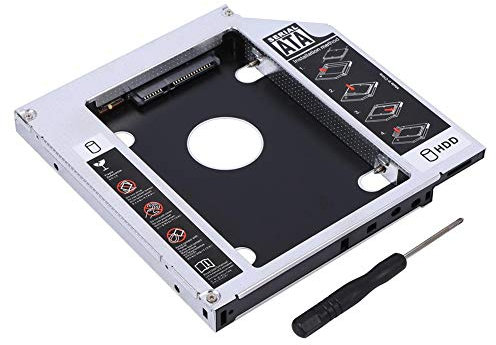 Bandeja de Disco Duro, Bandeja de Aluminio de 12,7 mm SATA HDD Caja SSD Disco Duro Soporte de bahía Disco Duro 2.5 HDD SATA SATAII SDD CD-ROM, Adaptador de DVD óptico Universal para computadora