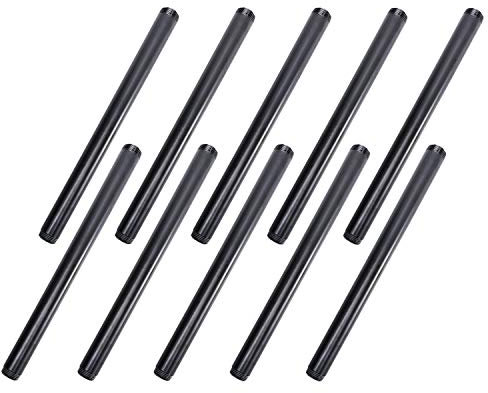 2,5 x 40,6 cm schwarz lackiertes Eisenrohr, Home TZH 10 Stück Gewinde, schwarze Metall-Rohrnippel für DIY-Projekte/Möbel/Regaldekoration (25,4 cm, 40,6 cm)