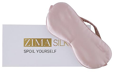 ZIMASILK Schlafmaske aus 100 % reiner Maulbeerseide, mit einer Stärke von 22 Momme, gefüllt mit 100 % Maulbeerseide, Befestigungsband aus Seide, extrem weiche und bequeme Schlafmaske, helle Pflaume