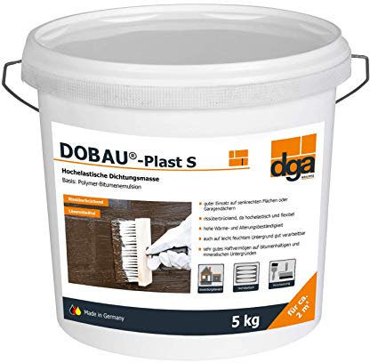 Dobau Plast S 5 kg - Flüssigdichtung, Dachhaut Abdichtung, Hochelastische Dichtungsmasse auf Bitumen-Latex-Emulsionsbasis Abdichtung