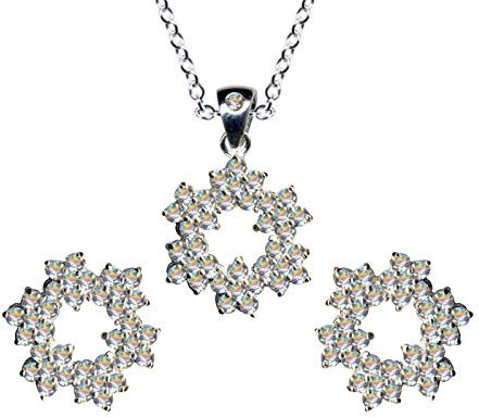 SCHMUCKSET Blumenkranz mit Zirkonia/Echt Sterling Silber 925 / Ohrringe + Kette + Anhänger/Art Nouveau/Schmuck im Online Shop kaufen / 55022