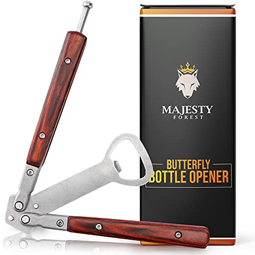 Majesty Forest® Butterfly Flaschenöffner - Butterfly Trainer als Bieröffner in Holzoptik