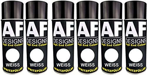 Alex Flittner Designs 6X Spritzfüller Spritzspachtel Spraydose Weiss Dickschicht Füller Autolack Grundierung Filler Primer Haftgrund