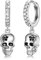Totenkopf Ohrringe Silber 925 Totenkopf Huggie Creolen für Damen Huggie Baumeln Zirkonia Gothic Ohrringe Halloween Schmuck Geschenke für Damen Herren