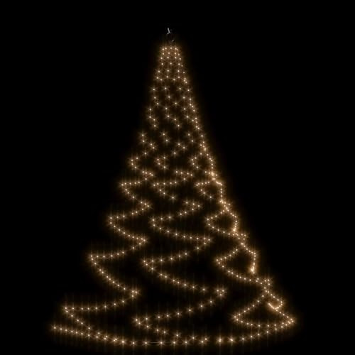 vidaXL Árbol de Pared, Árbol con Gancho Metálico 260 LED, Luces de Decoración de Navidad, Cadena LED de Pared para Fiestas, Blanco Cálido 5 m