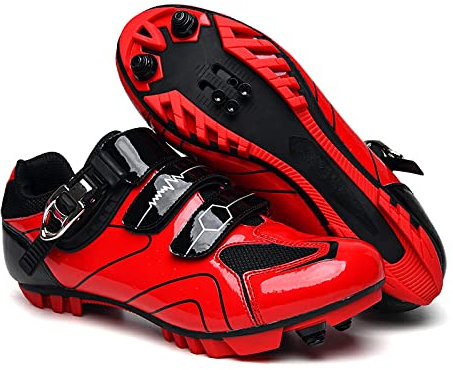 GZQIAWY Radfahren MTB Schuhe Herren Sport Route Cleat Road Dirt Bike Speed Flat Sneaker Racing Damen Fahrrad Mountain SPD Biking Roter Berg 43
