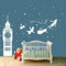 Runtoo Wandtattoo Peter Pan Wandsticker Big Ben Weiß Silhouette Wandaufkleber Kinderzimmer Babyzimmer Mädchen Junge Wanddeko