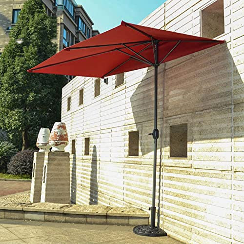 LYAH Sonnenschirm Mit Kurbel, 250 × 120cm Rechteckig Halb Schirm, Außen Gartenschirm Balkonschirm Terrassenschirm Wandschirm, Sonnenschutz/Wasserdichtes Polyester (Farbe : Rot)