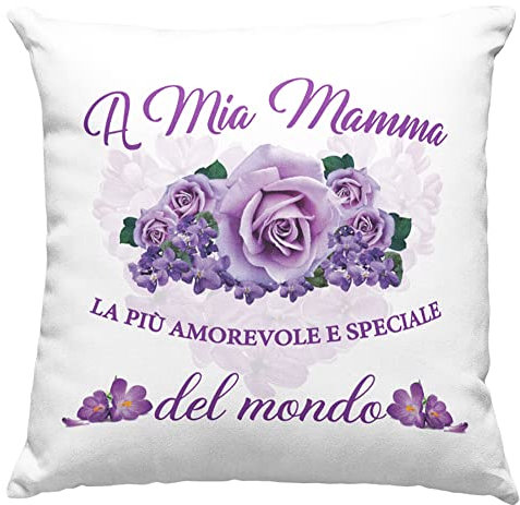 Mamma Federa Cuscino con Dedica, Idea Regalo di Compleanno Originale, Frase Speciale, Arredamento Casa, Arredo Divano Letto - senza Imbottitura