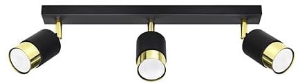 Sollux Deckenlampe Led Wohnzimmer – Led-lampen Deckenlampen – Lampen Wohnzimmer – Glühbirne Nicht im Lieferumfang Enthalten– Wohnzimmer Deckenleuchte NERO 3 Schwarz, Gold - GU10-Fassung
