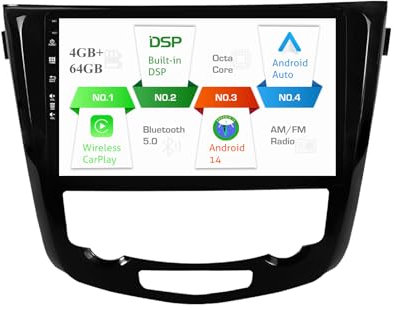 Android 14 Doppel Din Autoradio Passt Für Nissan X-Trail T32 Qashqai J11 2013-2017- Kamera Canbus KOSTENLOS-[4G+64G]-Unterstützung Lenkradsteuerung 4G WiFi DAB Carplay BT5.0