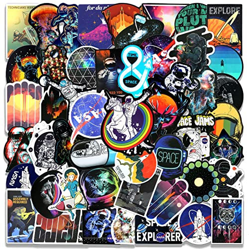 100pcs NASA Aufkleber, Coole Weltraum Astronaut Aufkleber Packs für Laptop Skateboard, Telefon, Spaceman Stickers, Wasserdichtes Vinyl Graffiti Weltraum Thema Aufkleber für Erwachsene Teens Kinder