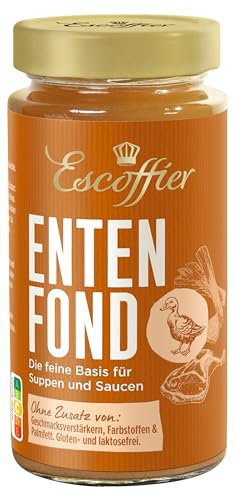 Escoffier - Entenfond , Für köstliche gewürzte Gerichte und raffinierte Saucen , Ohne Geschmacksverstärker, Farbstoffe oder Palmfett , Gluten und laktosefrei , 1 x 400 ml