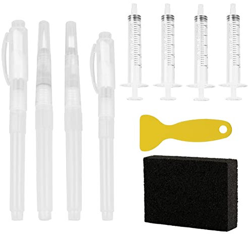 Lot de 10 stylos de retouche pour murs - Rechargeables - Seringue de peinture - Grattoir et éponge - Pour meubles et placoplâtre