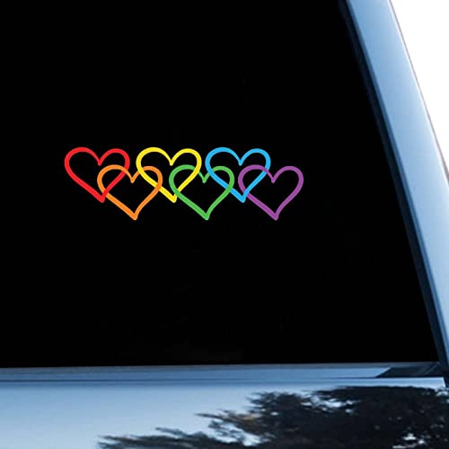 Rainbow Hearts Lgbt Pride Aufkleber, Gay Pride LGBT Gleichheit Lesben Vinyl Aufkleber für Autos, Laptops, Fenster, Wände, Kühlschrank, WC und mehr, 15,2 cm