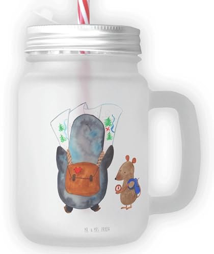 Mr. & Mrs. Panda Personalisiertes Trinkglas Mason Jar Eulen Liebe - Personalisierte Geschenke, mit Namen, All you need is love, Personalisiertes