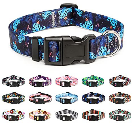 Mercano Hundehalsband Verstellbares, Weich Nylon Komfort & Robuster Gemustertes Hunde Halsband für Kleine Mittlere Große Hunde Welpen Katzen (M, Schildkrötenbambus)