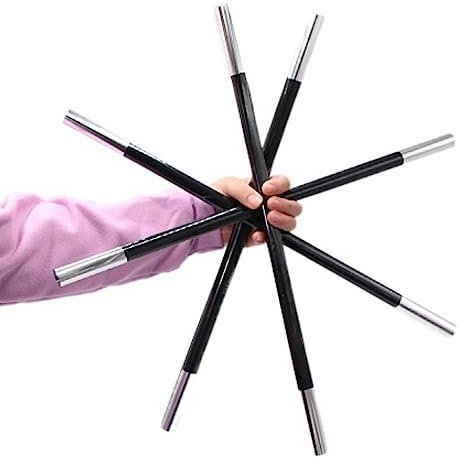 LINGJIONG Baguette magique noire | Baguette magique divisible pour magiciens professionnels | 1 bâton tourne 4 performance, bâton pour tours magie et costumes magicien