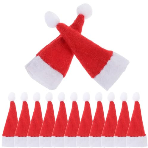 Operitacx 60 Stück Mini Weihnachtsdeko In Großen Mengen Selbstgemachte Ornamente Weihnachtsmützen für Flaschen Schneemannmützen Zum Basteln Kleiner Hut Deko