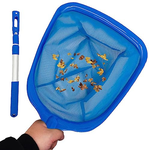 Rete per Skimmer per Foglie da Piscina - Skimmer con Asta telescopica Strumento per la Pulizia della Piscina a Maglia fine,Rete da Piscina affidabile per Piscine per Bambini Cortili Piscine