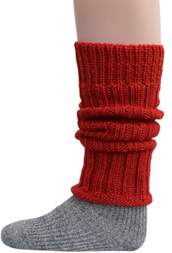 Hirsch Natur, Merino Kinder Beinstulpen Grobstrick, 100% Schurwolle (kbT) (Rot)