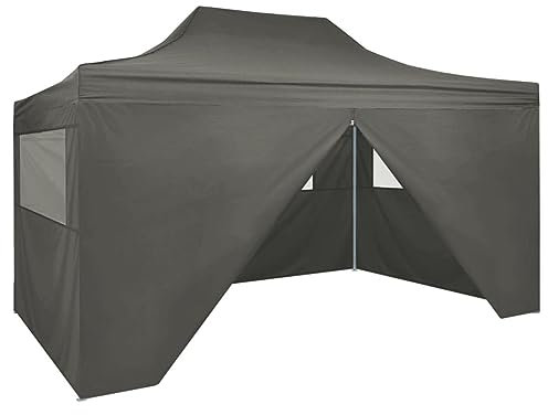 Camerina Faltzelt Pop-Up mit 4 Seitenwänden 3 x 4,5 m Anthrazit Faltpavillon 3x4,5 Wasserdicht Stabil