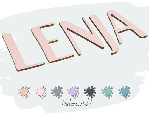 8 cm Holzbuchstaben personalisiert – Namensbuchstaben für Kinderzimmer & Tür | Kinderzimmerdeko Jungen & Mädchen | Geschenk zur Geburt, Taufe oder Geburtstag | inkl. Klebepads (ROSA)