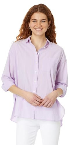 Madewell Damen-Hemd mit aufgesetzten Taschen, Popeline, gestreift, Whisper Violet, Medium