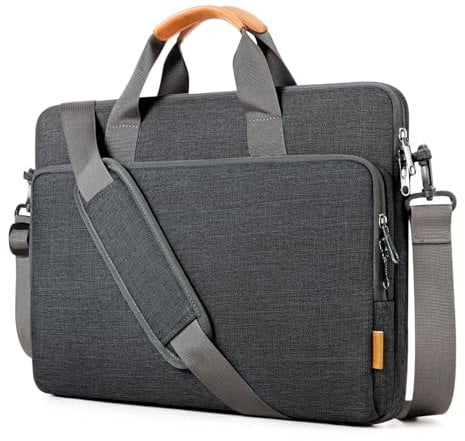 bagasin Sacoche Ordinateur Portable 15 15,6 16 Pouces Mallette Sac pc Tablette Ordinateur Sac à Bandoulière, Tissu Imperméable, Léger Robuste pour Affaires Décontraction ou École