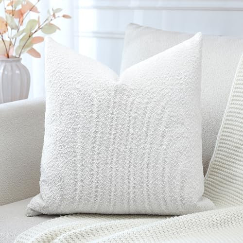 Artscope 1er Set Boucle-Kissenbezügen Wurfkissenbezug Moderne Dekokissen Kissenhülle Set Kissen Fall für Sofa Auto Schlafzimmer Zuhause Dekor 50x50cm, Weiß