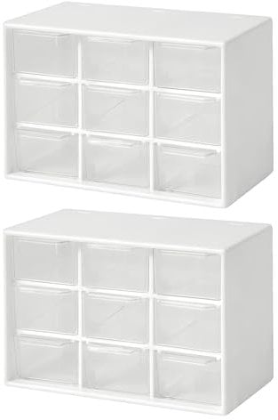 2 Pezzi Organizer Portaoggetti con Cassetti da Scrivania, Mini Cassettiera Portaoggetti con 9 Cassetti, Cassettiera Piccola Portaoggetti, per Cucito, Lavori Creativi e Accessori