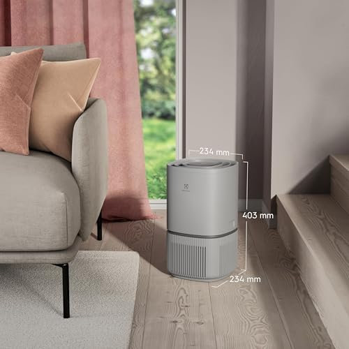 Electrolux Pure 300, Purificateur d'Air HEPA-Filtration Multicouche, Système AirSurround, Circulation d'Air 360°, Mode Nuit Silencieux 20 dB(A), EPO30311UG, Gris