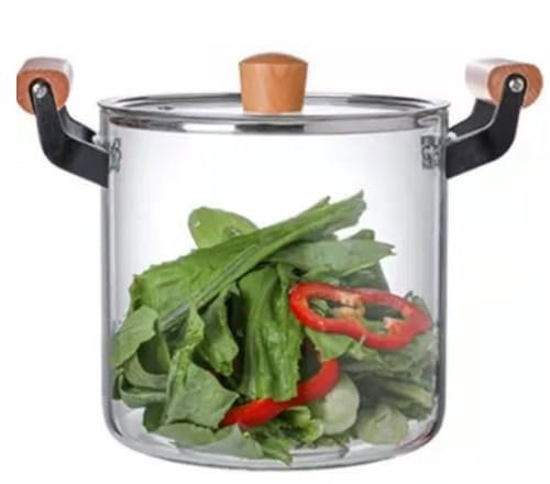 Casserole en Verre avec Couvercle,Transparent Casserole en Verre,Résistantes à la Chaleur,Casserole en Verre Induction,Faitout de Grande Capacité,Pot à Soupe Transparent Domestique