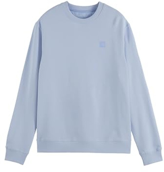 Scotch & Soda Herren Essential Badge Logo Crewneck Sweatshirt, Sky Blue, L