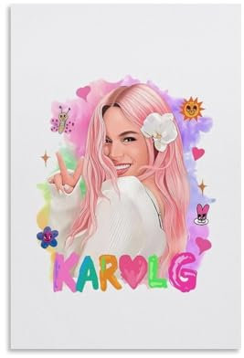 CDCWAAAD Karol G (2) Álbum musical de cantante, póster de película, decoración de periódicos, dormitorio, sala de estar, pintura artística de 30 x 45 cm, estilo sin marco