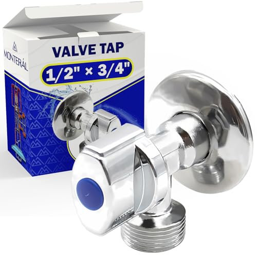 Llave de Escuadra 1/2 x 3/4 en Latón Cromado para Suministro de Agua a Lavadora Lavavajillas Lavabo Inodoro - Garantía de 10 Años - MONTERAL
