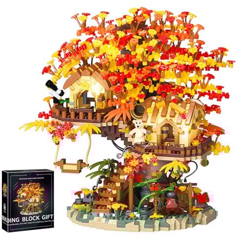 HJPLPXH Cherry Blossom Bonsai Tree House Building Blocks Set Plants Flowers Treehouse Architecture Micro Mini Block Kits Gift for Adults and Kids(2725 Pieces)