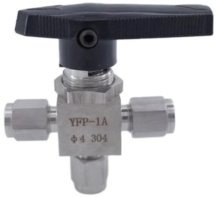 Edelstahlventil, 1 Stück Kugelhahn, 3 6 8 10 mm 1/8 1/4 3/8 1/2 Zoll Edelstahl 304 Kartenset säurebeständiger 3-Wege-Kugelhahn (1/8 Zoll)
