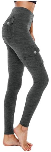 biJerou Skinny Hosen Gummibund Seitentaschen Mädchen Sportleggins Cargo Hose Slim Fit - Lichter Für Fenster Weihnachten Cargohose Damen Stretch Cargo Leggings Hose Mit Taschen Straight Freizeithose