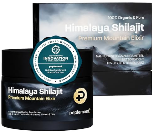 Peplement 100% Reines Himalaya Shilajit Harz — (Mumijo) 30g Shilajit Resin mit natürlicher Huminsäure, Fulvinsäure und Mineralstoffen, vegan, geprüft aus der Schweiz, frei von Zusätzen