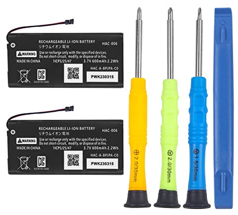2 Packs 600mAh HAC-006 Battery for Nintendo Switch Controller, Lithium-ion New Upgrade High Capacity Battery Replacement Left Right Joy-Con/HAC-015/ HAC-016 Models with Repair Tools