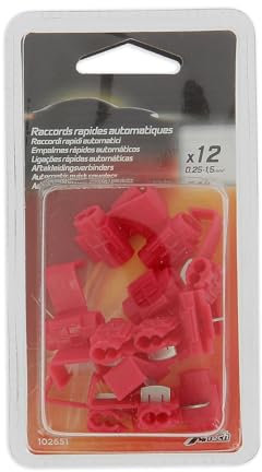 XL Tech 102651 12 Raccords Rapides automatiques, Cosses Electriques Connecteurs Rapides, 0,25 à 1,5 mm2, Rouge