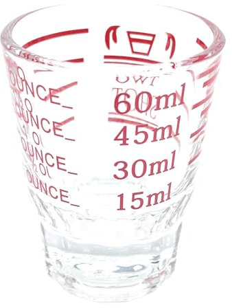 60 ml Glass Measuring Cup with red Markings – Perfect for Shot Measures, Spirit Measures, Espresso Shots, Pyrex Jiggers & Cortado Glasses.